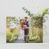 モダンBrush Script結婚の写真の愛感謝してい サンキューカード (スタンド正面)