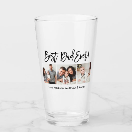モダンBrush Script 3フォト最高のパパ タンブラーグラス (正面)