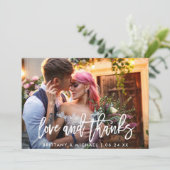 モダンBrush Script Love 感謝してい Photo 結婚's サンキューカード (スタンド正面)