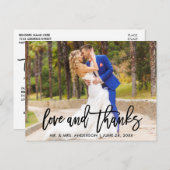 モダンBrush Script Love and 感謝してい  結婚 ポストカード (正面/裏面)