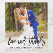 モダンBrush Script Love and Photo感謝してい結婚's ワインラベル (シングルラベル)