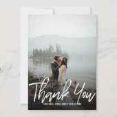 モダンBrushed Photo's 結婚 THANK YOU サンキューカード (正面)
