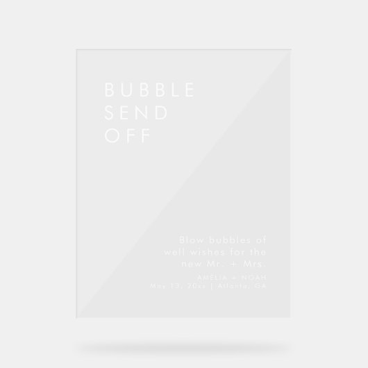 モダンBubble Send Off Wedding Reception アクリルサイン (正面)