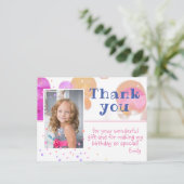 モダンBubbles写真ガーリー誕生日ありがとう ポストカード (スタンド正面)