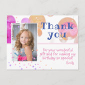 モダンBubbles写真ガーリー誕生日ありがとう ポストカード (正面)