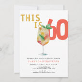 モダンBubbly Coral 60th Birthday Partyへの招待 招待状 (正面)