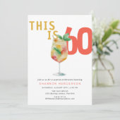 モダンBubbly Coral 60th Birthday Partyへの招待 招待状 (スタンド正面)