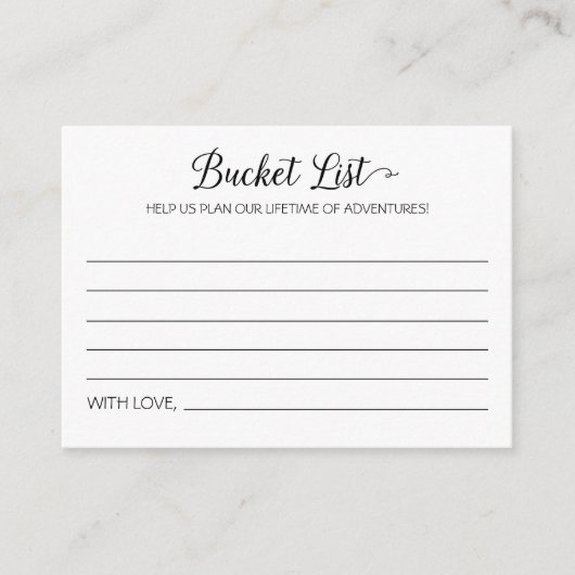 モダンBucket List Lifetime of Adventures結婚 アドバイスカード (正面)
