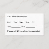 モダンBudget歯科アポイントメント名刺 予約カード (裏面)