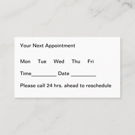 モダンBudget歯科アポイントメント名刺 予約カード (裏面)