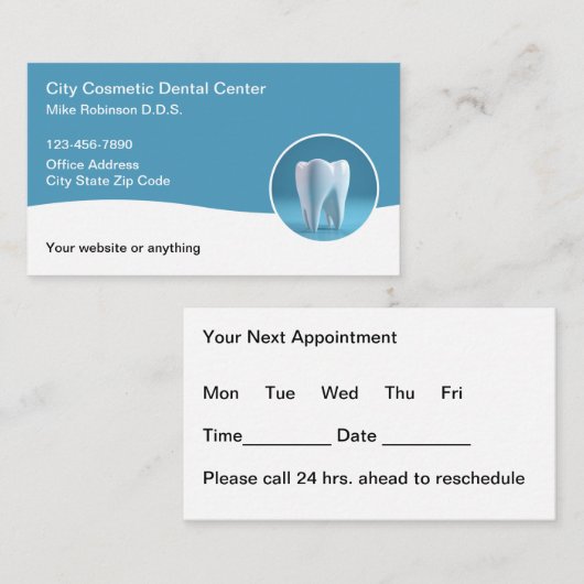 モダンBudget歯科アポイントメント名刺 予約カード (正面/裏面)
