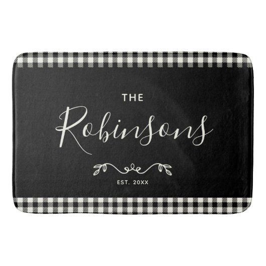 モダンBuffalo Check Plaidファミリスクリプト バスマット (正面)