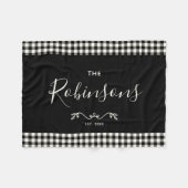 モダンBuffalo Check Plaidファミリスクリプト フリースブランケット (正面(横))