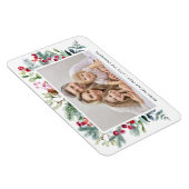 モダンBuon Natale水彩Holly Berry写真 マグネット (右側)