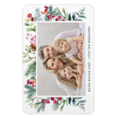 モダンBuon Natale水彩Holly Berry写真 マグネット (縦)