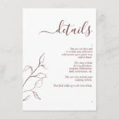 モダンBurgundyスクリプ結婚トの詳細エンクロージャ エンクロージャーカード (正面)