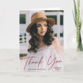 モダンBurgundy大学院生写真卒業 サンキューカード (正面)