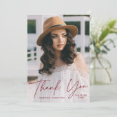 モダンBurgundy大学院生写真卒業 サンキューカード (スタンド正面)