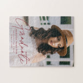 モダンBurgundy大学院生写真卒業 ジグソーパズル (横)