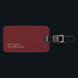 モダンBurgundy ミニマル |名前の追加 ラゲッジタグ<br><div class="desc">こエレガントのラモダンゲッジタグは、暗いバーガンディ・マーサラの背景に、清潔な白い文字であなたの名前を表しています。</div>
