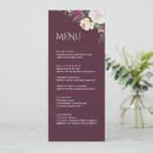 モダンBurgundy Peoniesのメ結婚ニューカード メニュー (スタンド正面)