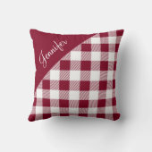 モダンBurgundy Plaid Ginghamパターン名 クッション (裏面)