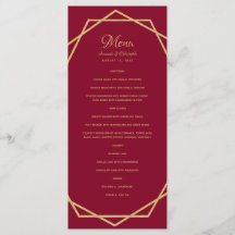 モダンBurgundy Red Geometricの結婚金ゴールド