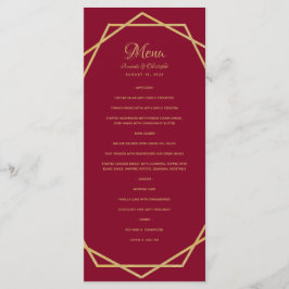 モダンBurgundy Red Geometricの結婚金ゴールド メニュー