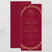 モダンBurgundy Red Geometricの結婚金ゴールド メニュー (正面/裏面)