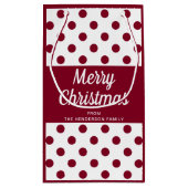 モダンBurgundy Scriptメリークリスマス スモールペーパーバッグ (裏面)