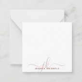 モダンBurgundy Scriptモノグラムイニシャルミニマル ノートカード (正面)