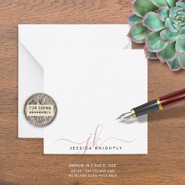 モダンBurgundy Scriptモノグラムイニシャルミニマル ノートカード