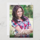 モダンBurgundy Script写真卒業 案内状 (正面)