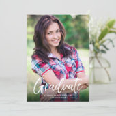 モダンBurgundy Script写真卒業 案内状 (スタンド正面)