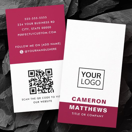 モダンburgundy white add logo social mediaアイコン 名刺