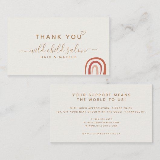 モダンBusiness Signature Script Thank You 割引カード (正面/裏面)