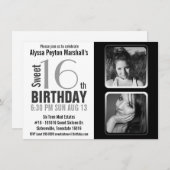 モダンBW 2の写真の菓子16のパーティーの招待 招待状 (正面/裏面)