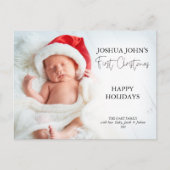 モダンCaligraph Oneフォト初めてのクリスマス ポストカード (正面)