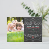 モダンChalkboard素朴タイポグラフィ日付を保存 セーブザデート (スタンド正面)