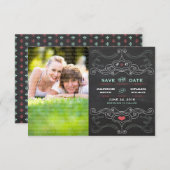 モダンChalkboard素朴タイポグラフィ日付を保存 セーブザデート (正面/裏面)