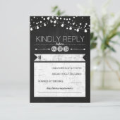 モダンChalkboard LightsウェディングRSVPカード 出欠カード (スタンド正面)