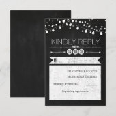 モダンChalkboard LightsウェディングRSVPカード 出欠カード (正面/裏面)