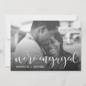 モダンChalkboard & Script婚約パーティ写真 招待状 (正面)