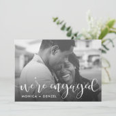 モダンChalkboard & Script婚約パーティ写真 招待状 (スタンド正面)