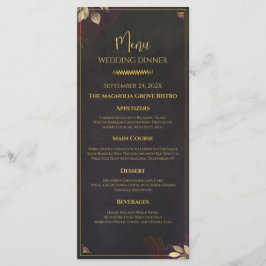 モダンCharcoa Black & 金ゴールドのディナ結婚ーメニュー メニュー