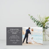 モダンCharcoal Grayの写結婚真サンキューカード サンキューカード (スタンド正面)