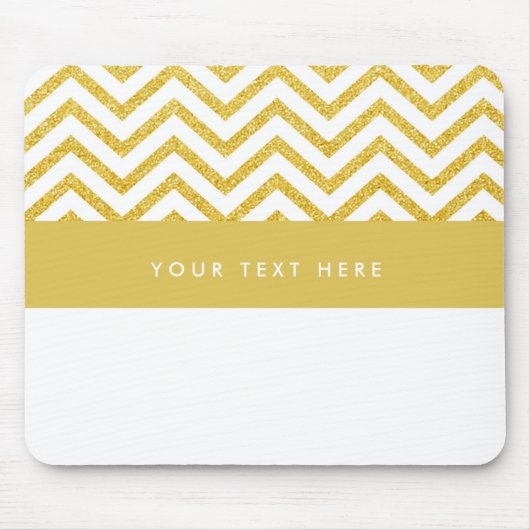 モダンChevronホワイトおよび金ゴールドトレンディーマウスパッド マウスパッド (正面)