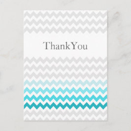 モダンchevron aquaグラデーション結婚s Thank You ポストカード