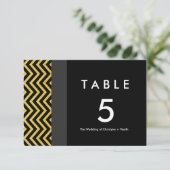 モダンChevron Black & Data Table Number Card 招待状 (スタンド正面)