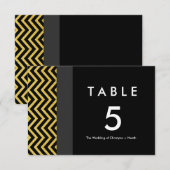 モダンChevron Black & Data Table Number Card 招待状 (正面/裏面)
